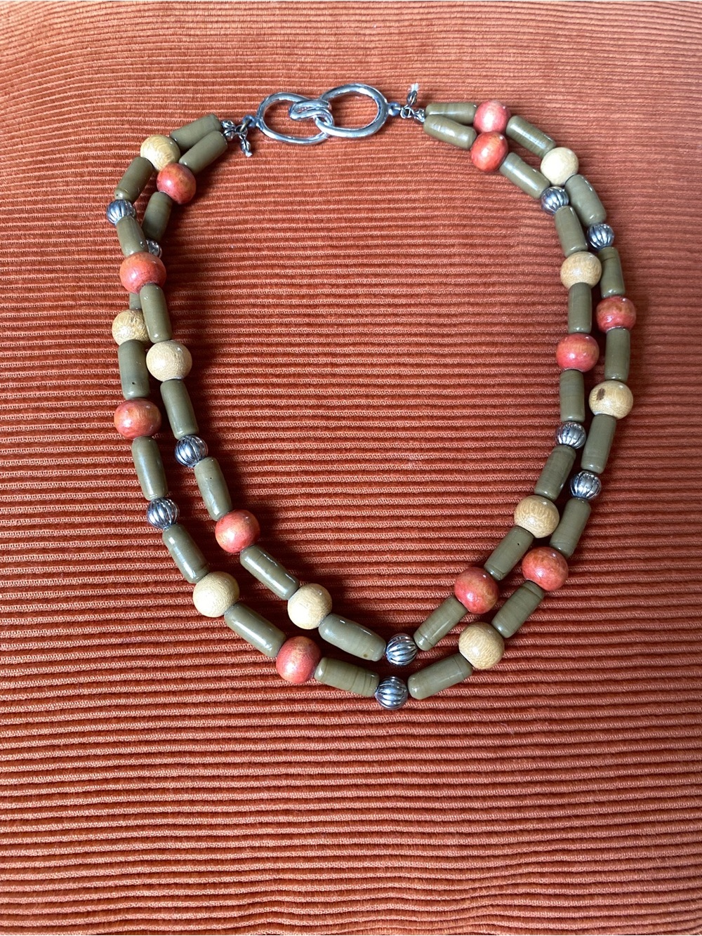 Vintage Gemstones/Wood Beaded Necklace